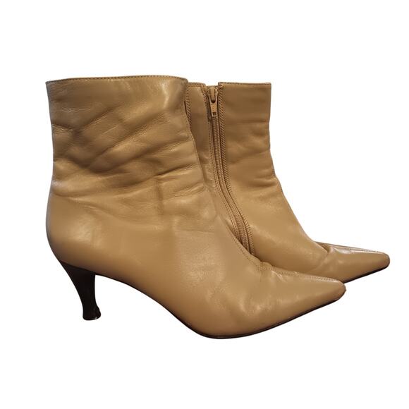 Bronx Shoes Pointed Beige Nude leather ankle boots size 9 - Picture 1 of 6